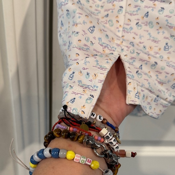 Peter Millar Men's White Shirt with Colorful Print - Picture 5 of 6